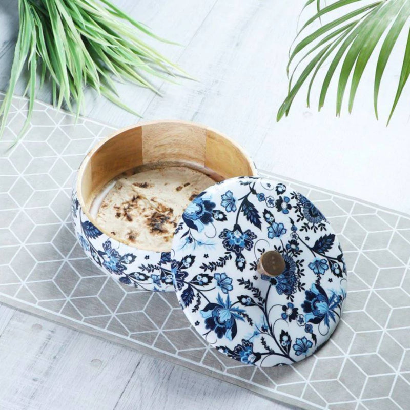 Softel Handcrafted Wooden Casserole | Roti Box | Round Roti Dabba with