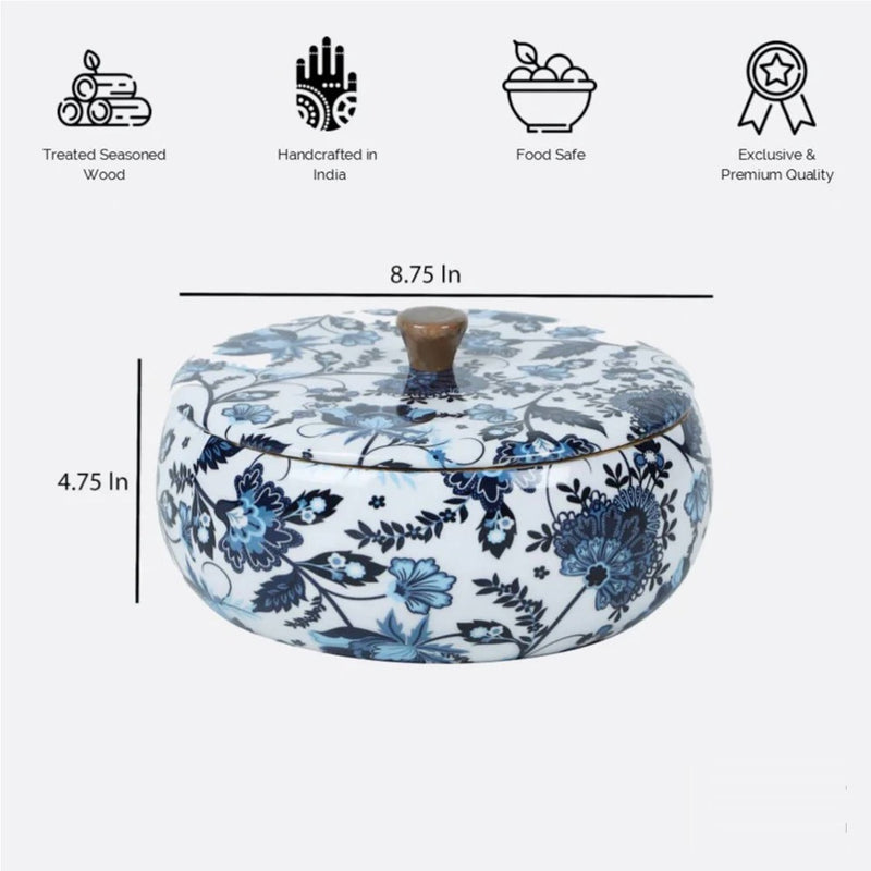 Softel Handcrafted Wooden Casserole | Roti Box | Round Roti Dabba with