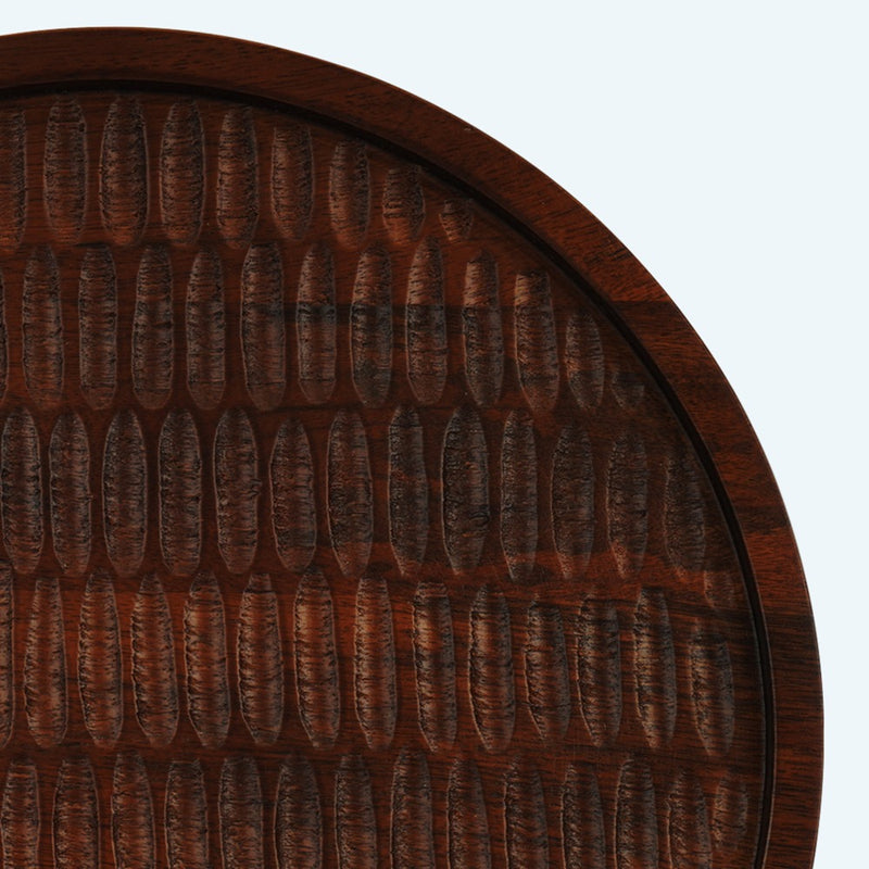 Softel Wooden Round Carved Crust Serving Platter - 3