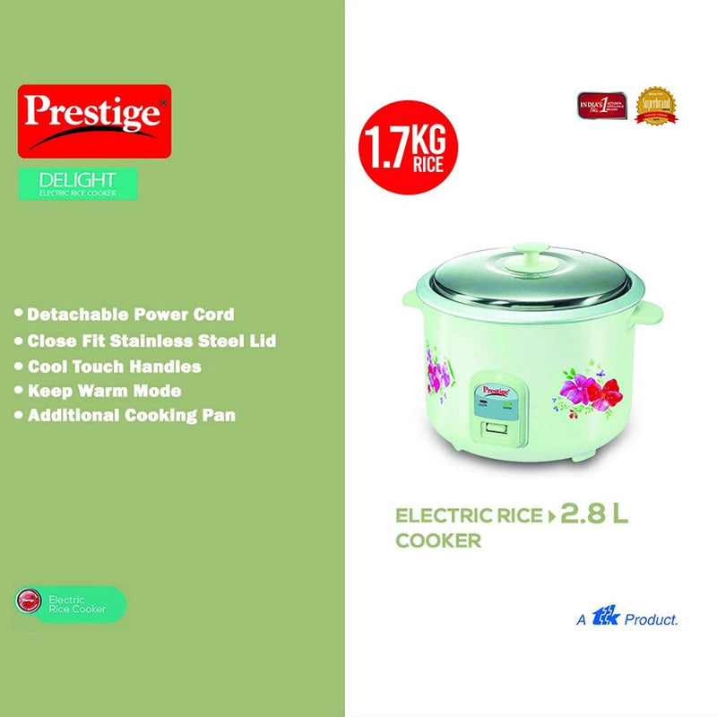 Prestige Delight PRWO 2.8 Litre Electric Rice Cooker | 700 Watts | Whi