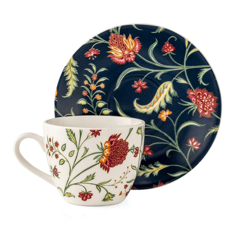 JCPL Ceramic Floral Printed Gardenia Cup & Saucer Set - 3