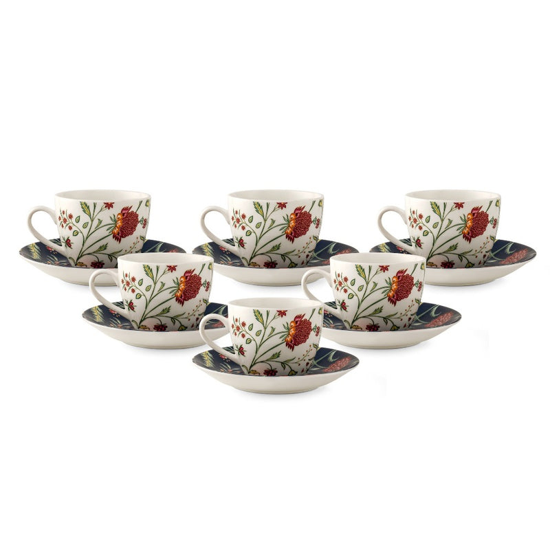 JCPL Ceramic Floral Printed Gardenia Cup & Saucer Set - 2