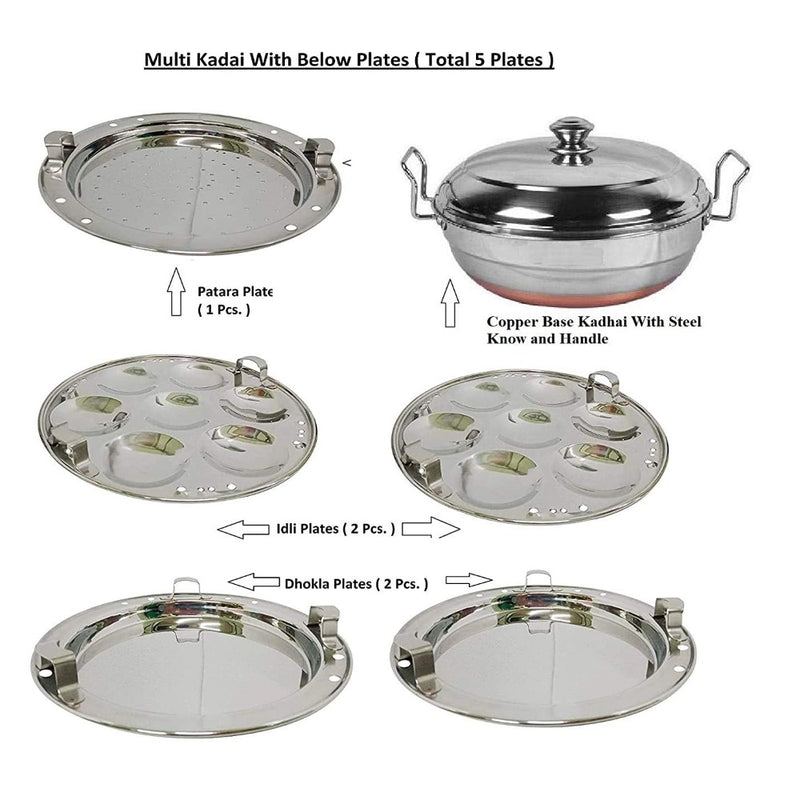 Softel Stainless Steel Copper Bottom Multi Kadai with 6 Plates - 3