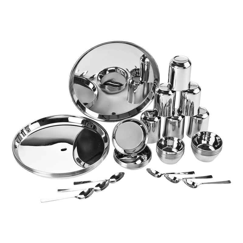 Softel Stainless Steel Dinner Set | Silver | Set of 36 Pcs