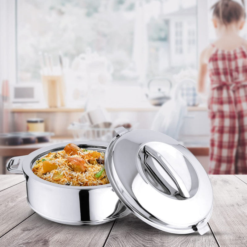 Softel Stainless Steel Double Wall Insulated Serving Hot Pot Casserole with Steel Lid - 9