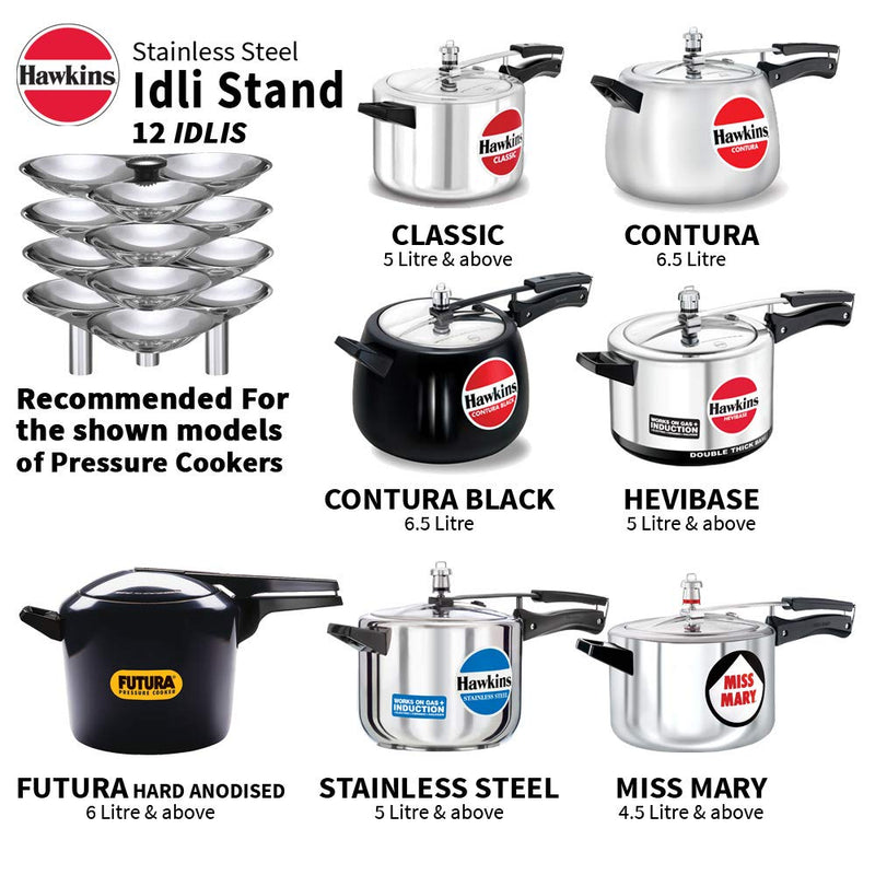 Hawkins Stainless Steel Idli Stand - 12 Idlis, (For 5 Litre and above)