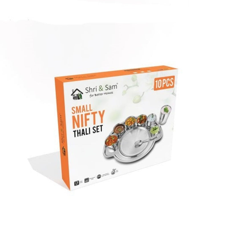 Shri & Sam Nifty Small Stainless Steel Thali Set - 9