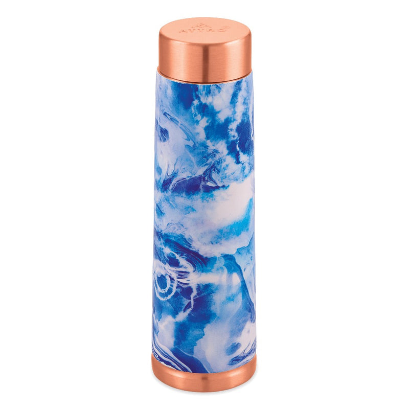 Attro Satveda Designer Jointless Copper Water Bottle - Blue Ocean - 1