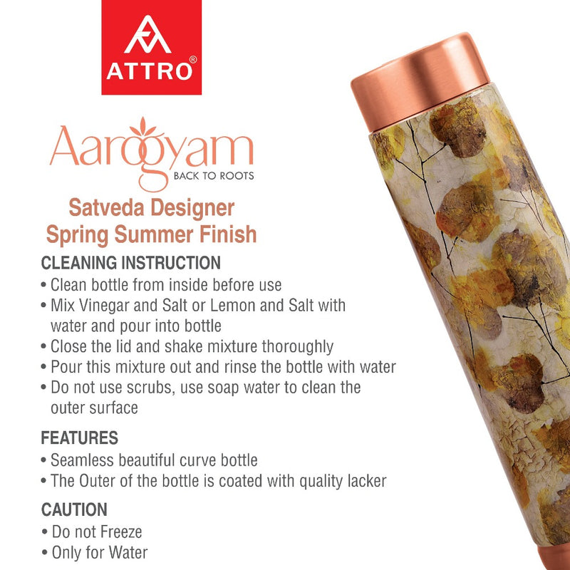 Attro Satveda Designer Jointless Copper Water Bottle - Spring Summer - 10