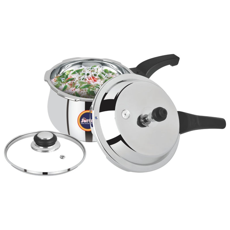 Softel Stainless Steel Handi Pressure Cooker with Glass Lid 