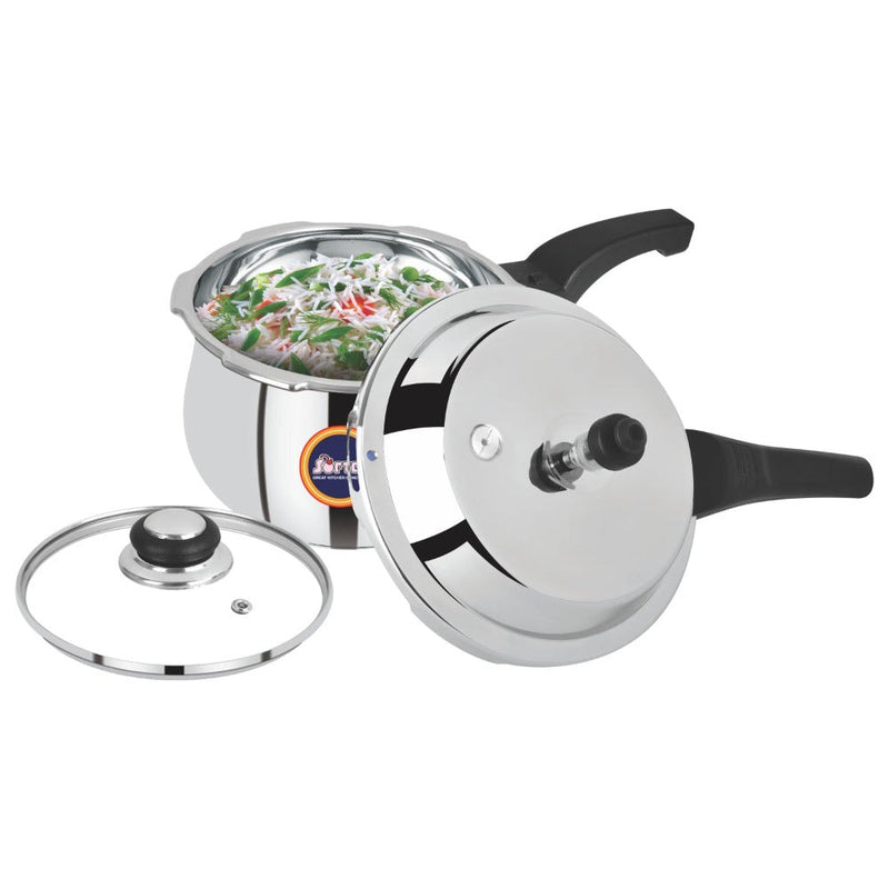 Softel Handi 3 Litre Stainless Steel Pressure Cooker with Glass Lid - 1
