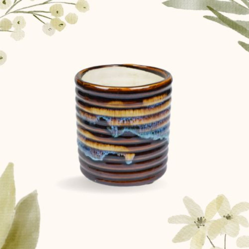Softel Ceramic Cylindrical Planter In Multicolor From The Wildscape Collection - 2