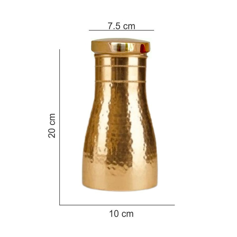 Softel Hammered 1000 ML Copper Bedside Carafe | Bedroom Flask | 1 Pc