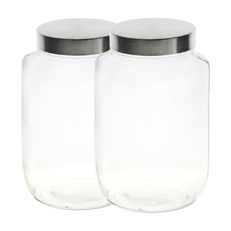Yera Aahaar Steelex Storage Round Jar with Cap - 1220 ml, 2 pcs