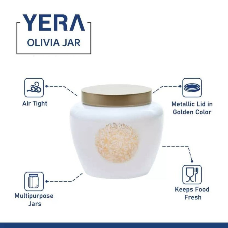 Yera Olivia 850 ML Glass Storage Jar with Metallic Lid - 9