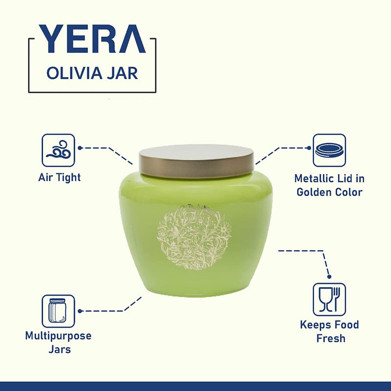 Yera Olivia 850 ML Glass Storage Jar with Metallic Lid - 4
