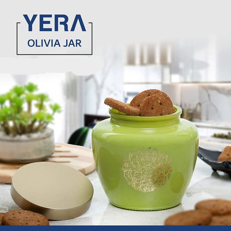 Yera Olivia 850 ML Glass Storage Jar with Metallic Lid - 5