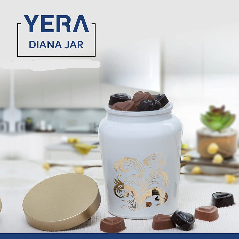 Yera Diana 750 ML Glass Storage Jar with Metallic Lid - 10