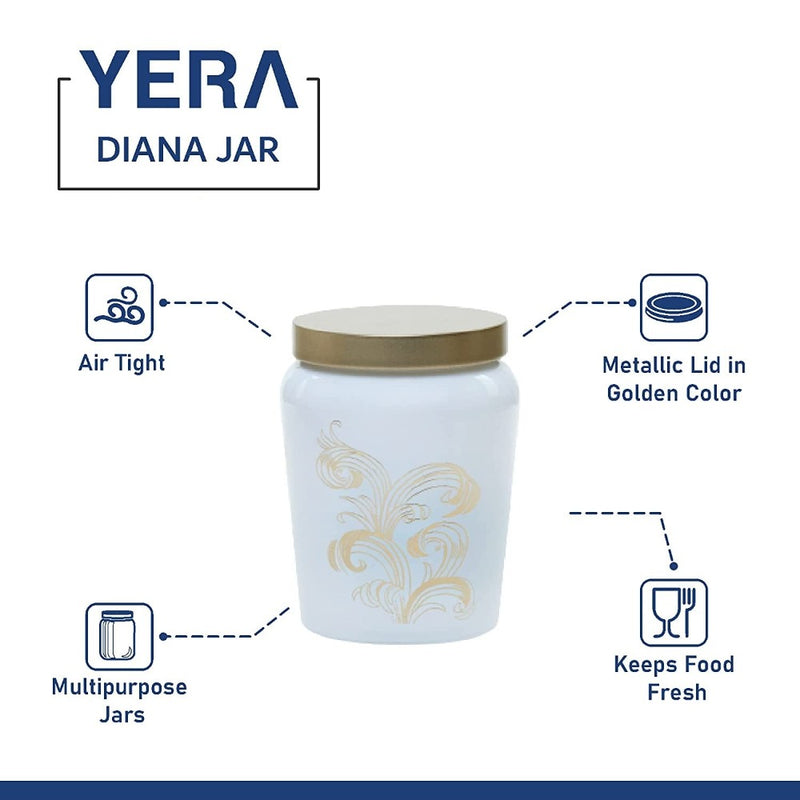 Yera Diana 750 ML Glass Storage Jar with Metallic Lid - 9