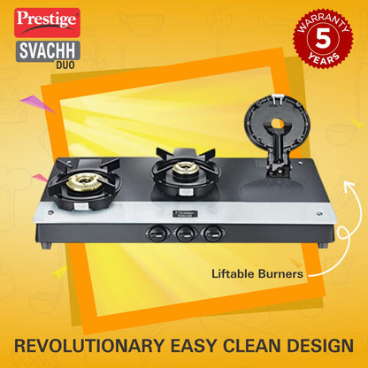 Prestige Svachh Duo GTSD-03 Glass Top L.P Gas Stoves with Liftable 3 Burners - 3