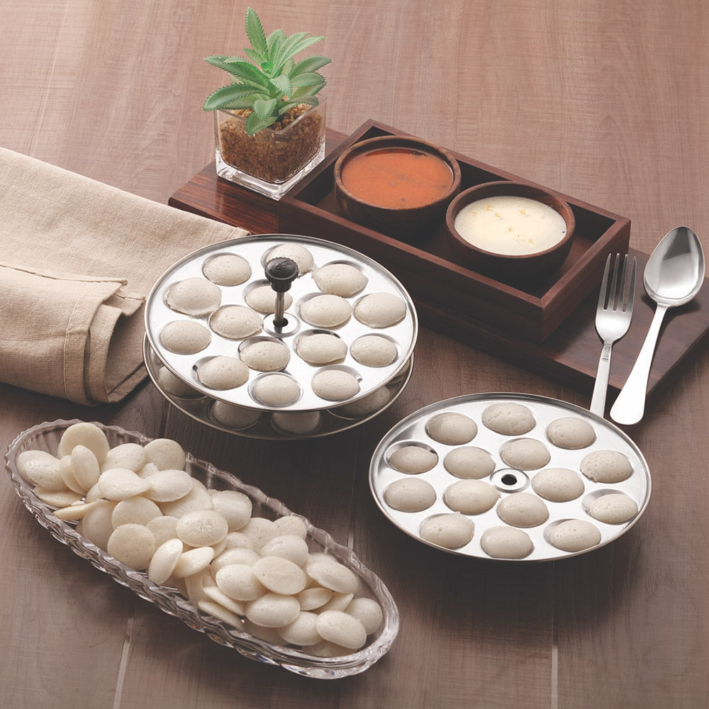 Edli Stand Komal Stainless Steel 15x4 Mini Idli Stand | Hawkins Type | Silver