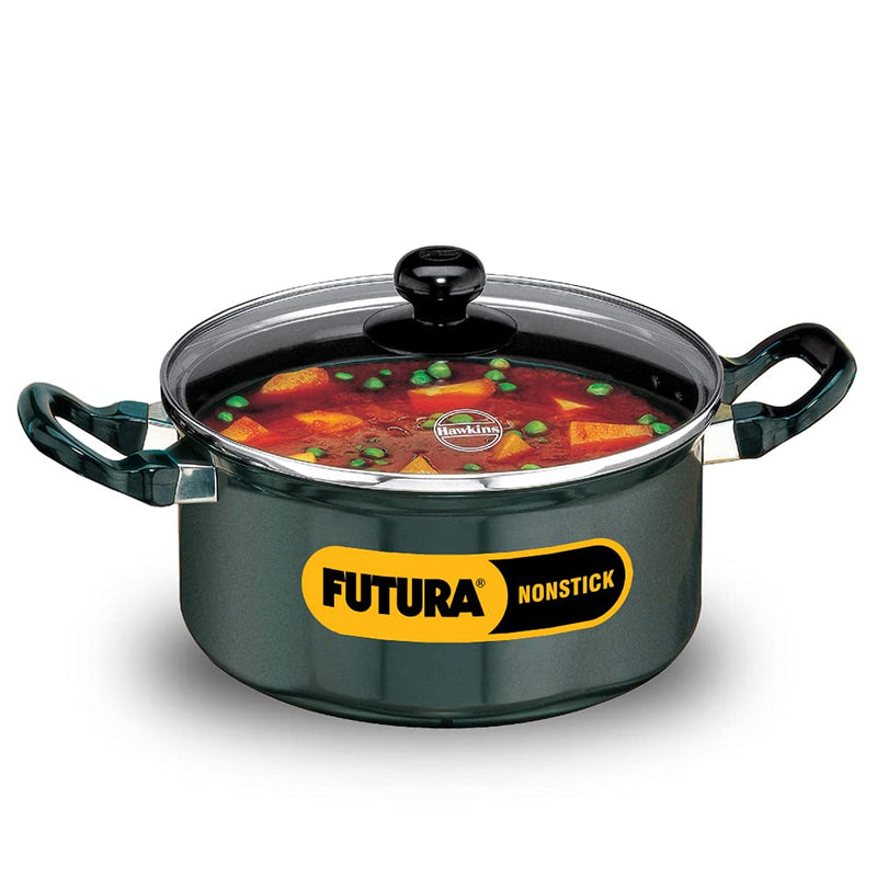 Hawkins Futura 3 Litres Non-Stick Stewpot with Glass Lid - 1