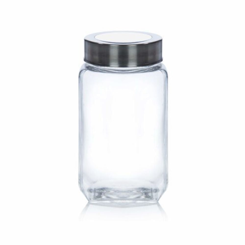 Yera X Series KSM 2250 ML Glass Storage Jar with Steel Lid Transpare