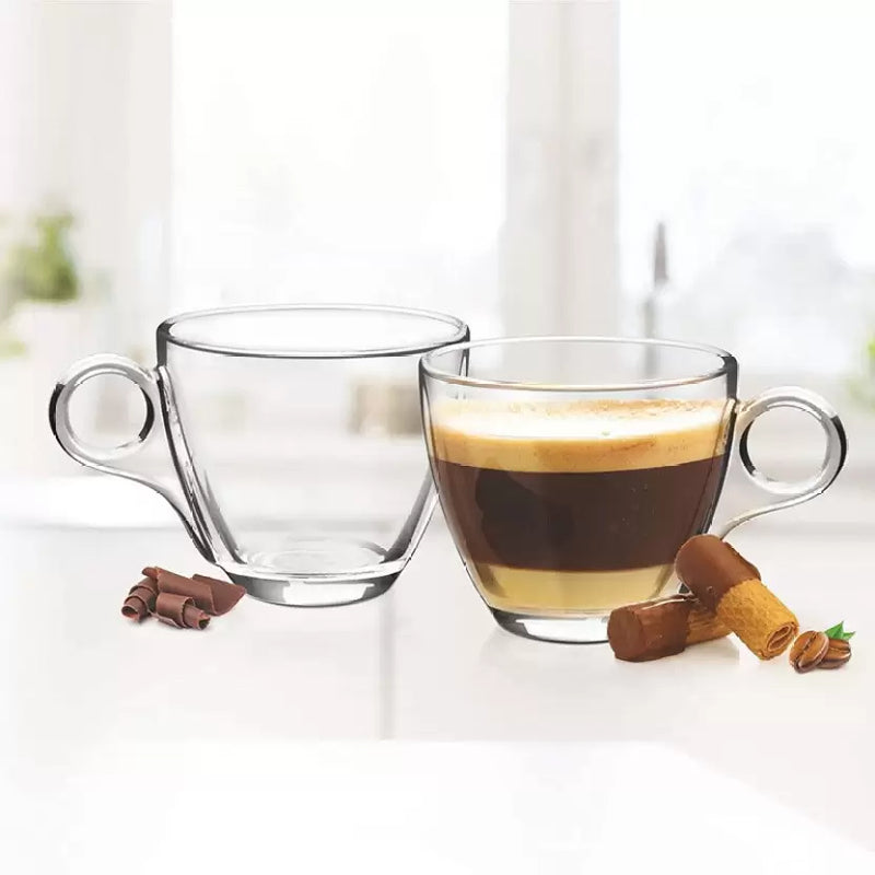 Treo by Milton Vella Elect- Set of 6 Tea Coffee Mugs | Transparent Tea / Coffee Cups 185 ml