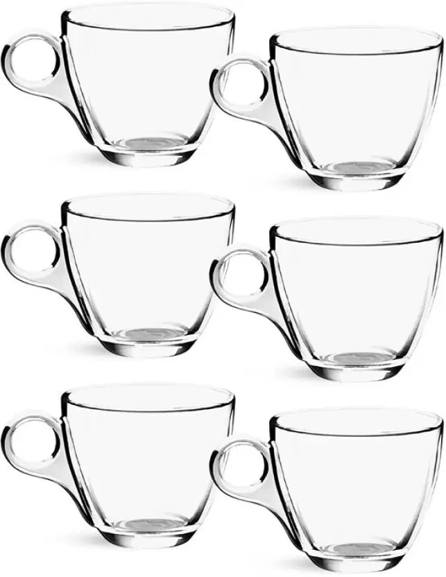 Treo by Milton Vella Elect- Set of 6 Tea Coffee Mugs | Transparent Tea / Coffee Cups 185 ml